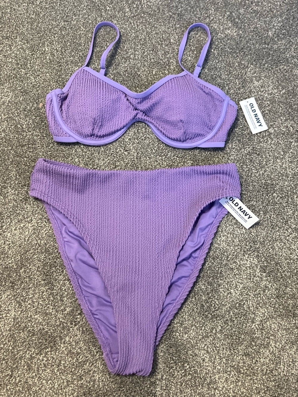Old Navy Purple Textured Two-Piece Bikini Set